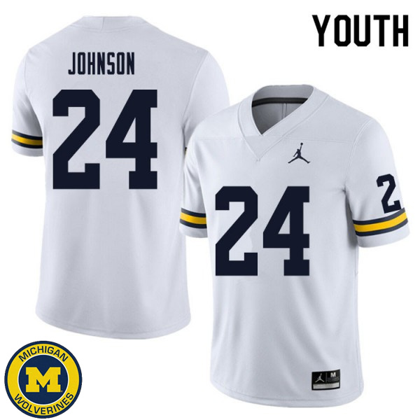 Youth Michigan Wolverines #24 George Johnson White High School Jersey